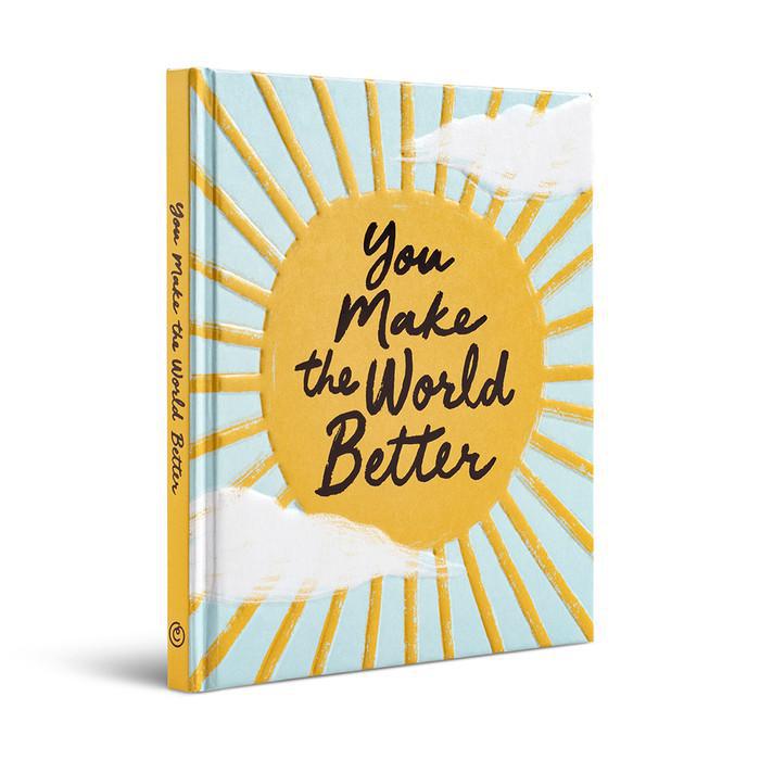 Book with a sun design and 'You Make the World Better' text on a white background