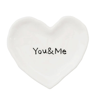 You & Me Ceramic Heart Dish: A Sweet Reminder in White Porcelain