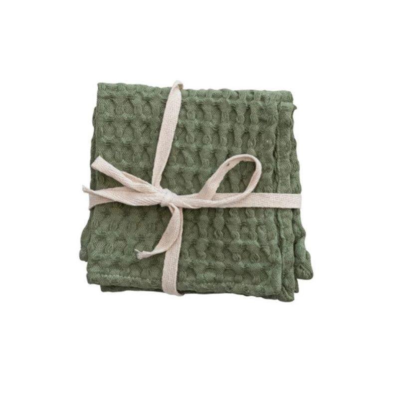 AH2965 SQ Cotton Waffle Weave Dish Cloths - Green - Port Gamble General Store & Cafe