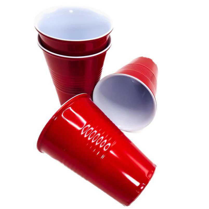 Set of 4 Reusable Melamine Plastic Party Cups, Red