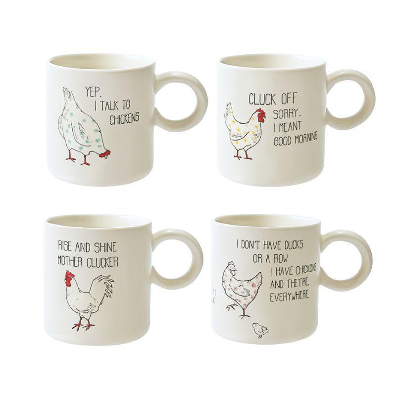 Mug w/Chicken & Saying, 4 styles DG1218A