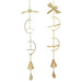 Gold wind chime with dragonfly and moon design on a white background