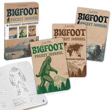 3 bigfoot pocket notebooks with 3 deferent illustrations. 