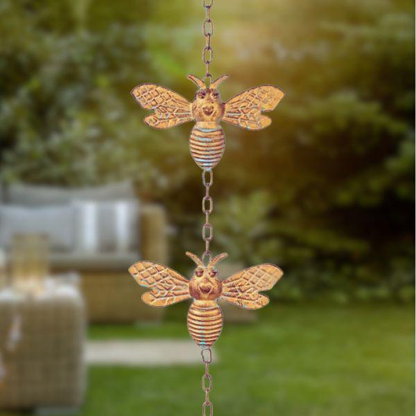 Rain Chain - Gold Patina Bee