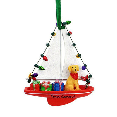 charming Dog in Sailboat Ornament