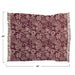 Patterned throw blanket with paisley design and tassels, shown with dimensions on a white background.