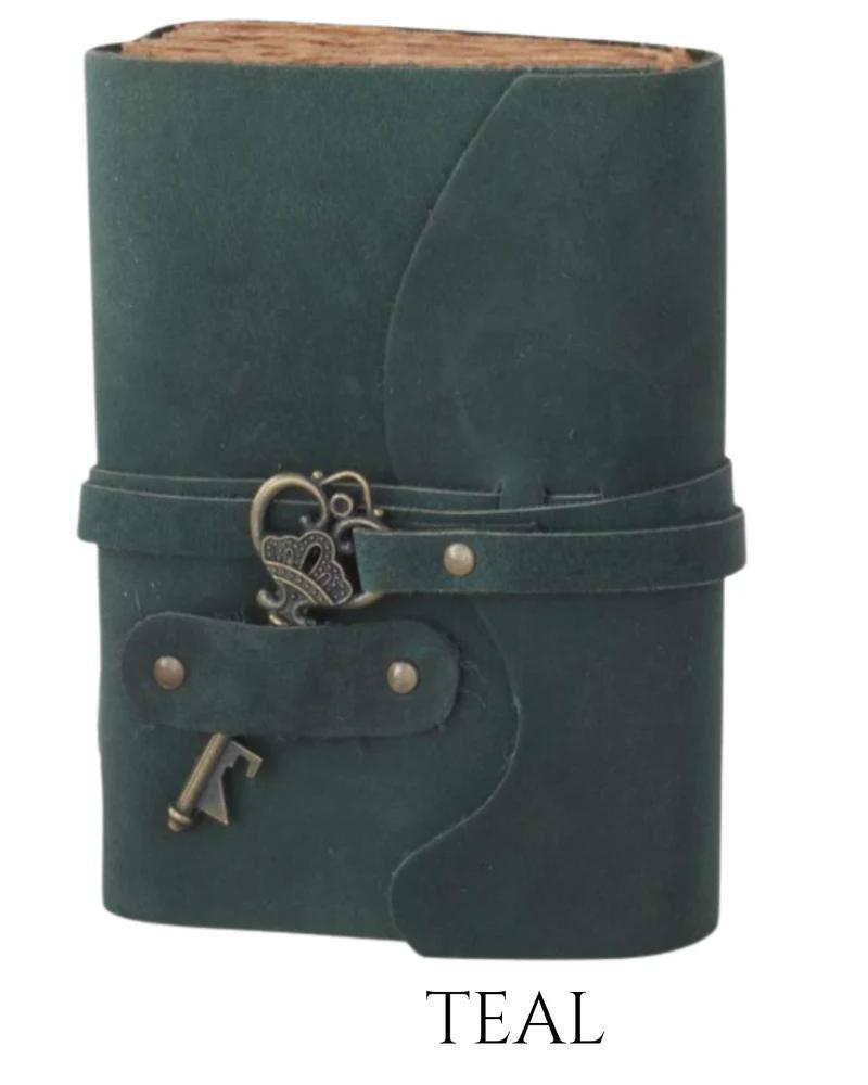 Leather Handcrafted Unlined Journal w/Antique Key