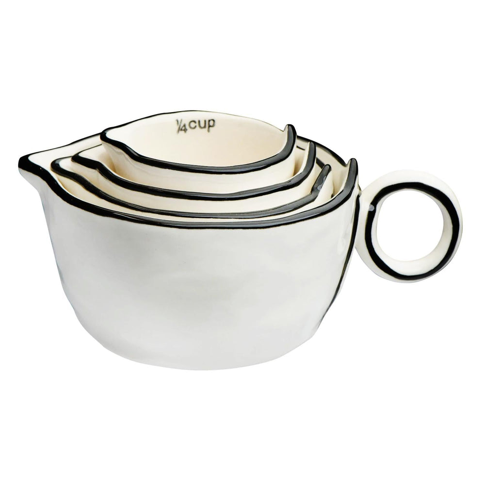 DF3304 Wht/Blk Measuring Cups Stoneware - Port Gamble General Store & Cafe