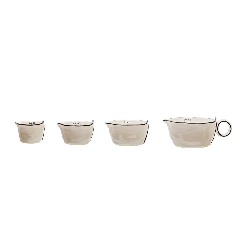 DF3304 Wht/Blk Measuring Cups Stoneware - Port Gamble General Store & Cafe