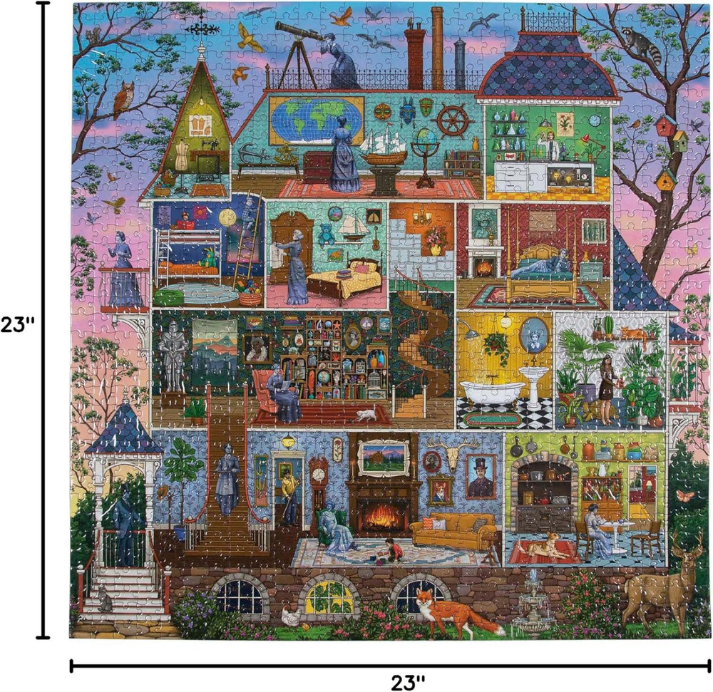 Collage of a house with various rooms and activities, labeled '23"'.