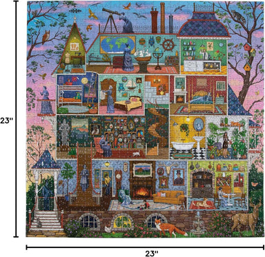 Collage of a house with various rooms and activities, labeled '23"'.