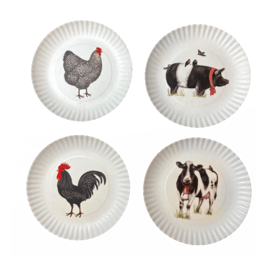 Farm Animal Melamine Plate/Set Of ME0252 - Main Image