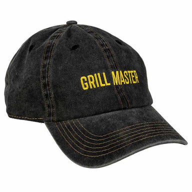dark denim cap with a  yellow embroidery that reads Grill Master