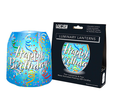 Happy Birthday Luminaries – Set of 4 with LED Candles & Water - Activated Lights - Port Gamble General Store & Cafe