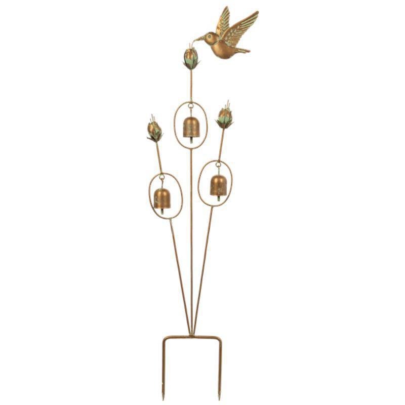 Hummingbird with Bells Garden Stake 30 Inch Outdoor Decor