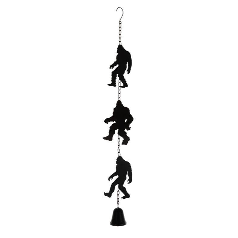 Laser Cut Bigfoot Wind Chime – Iron, 29" Long, Cryptid Charm