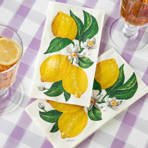 lemons design elegant paper napkins on a table