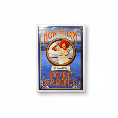 LP Magnet - Woman & Ferry - PG WA - Port Gamble General Store & Cafe