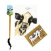 A hand towel, a spatula and cow shaped sponge all items are cow themed.