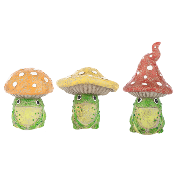 Frog w/Mushroom Hat Figurine - 3 Asst.
