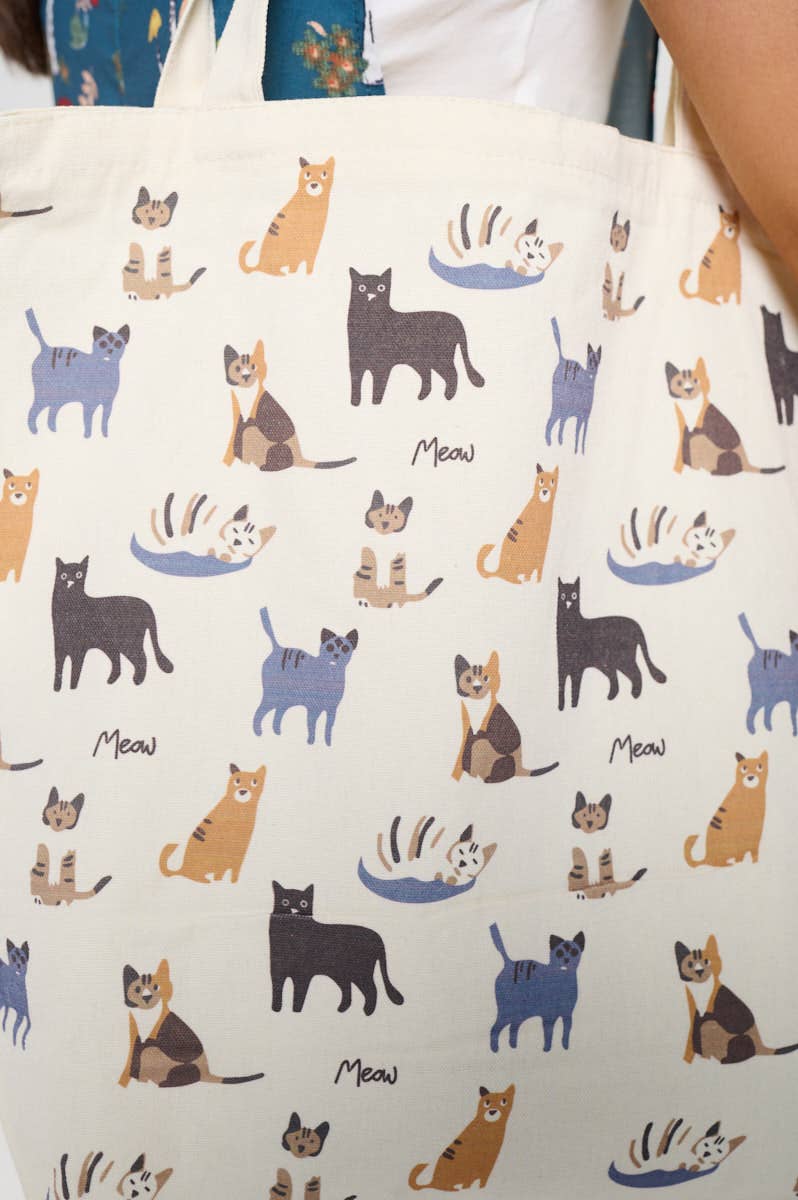 MEOW CAT  PRINT TOTE BAG