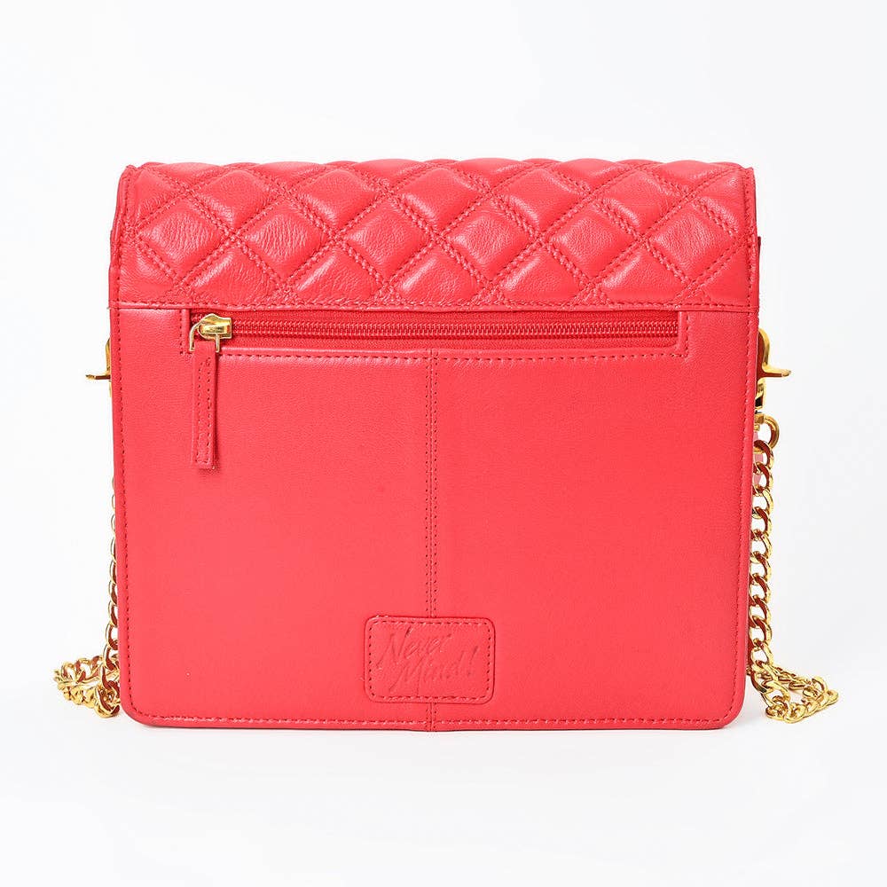 NMBGM187 Never Mind Diamond Quilted Leather Flap Shoulder Bag: NMBGM187C