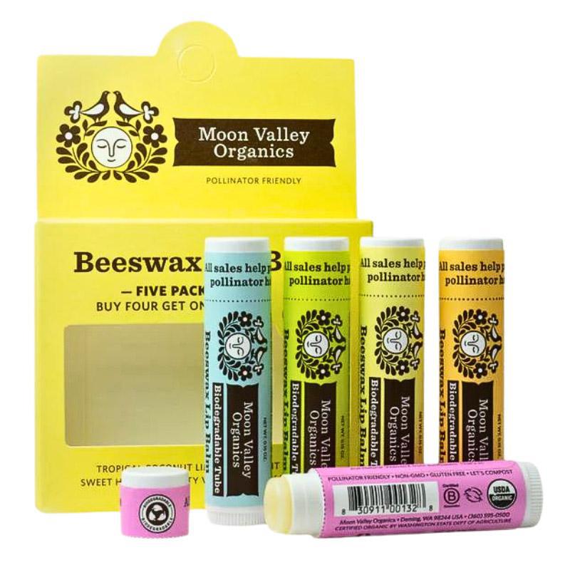 5 pack Beeswax Lip Balm