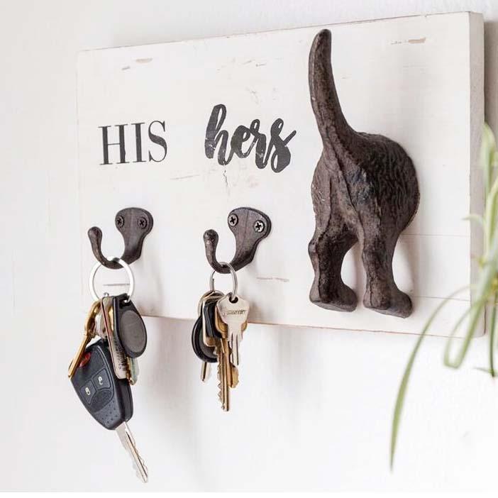 His, hers and pup wall hook