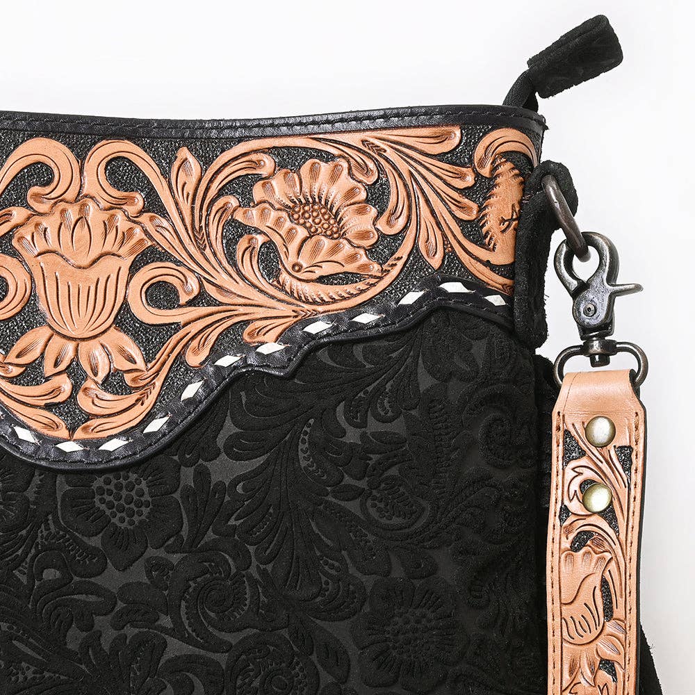 American Darling Freda Floral Tooled Fringe Crossbody Bag