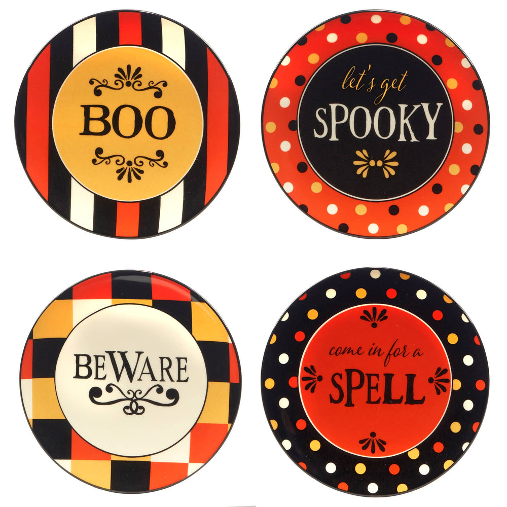 Spooky Halloween Canape Plate 6in 4 asst