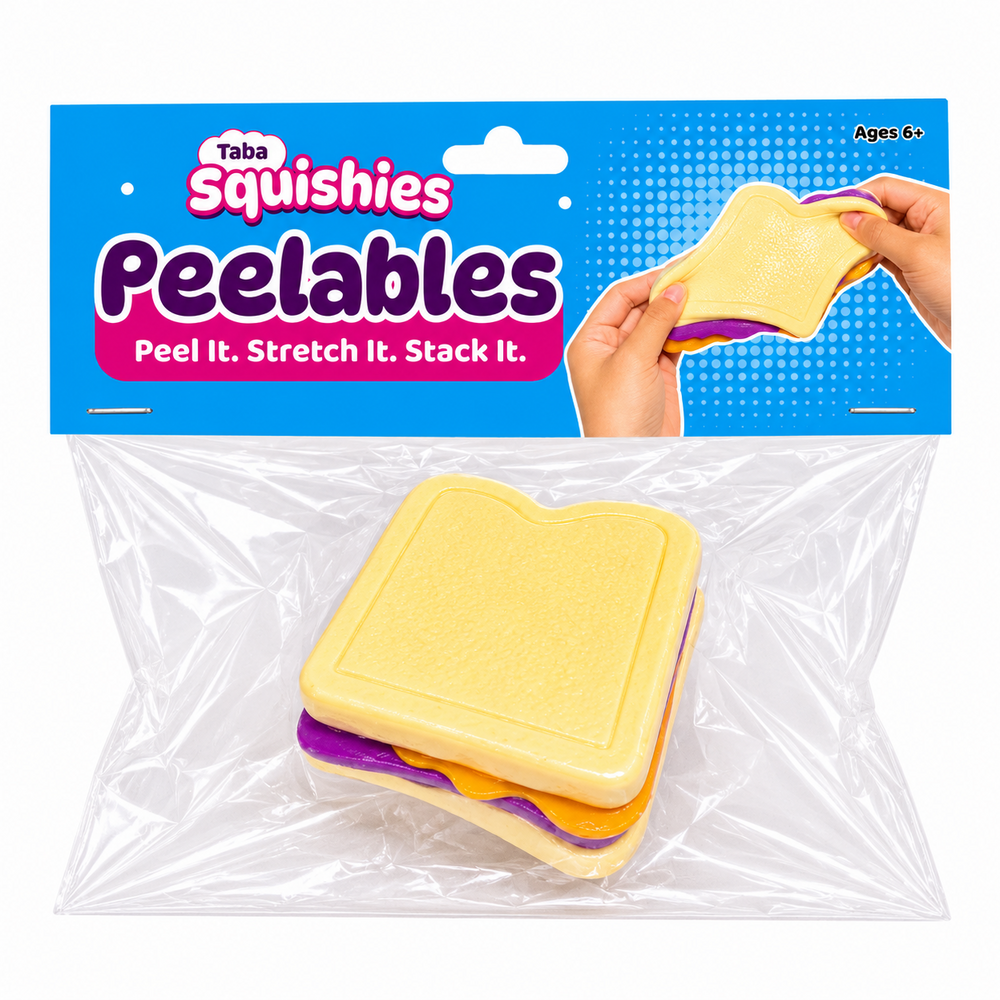 Taba Squishies® Peelables Deluxe Premium Silicone Fidget Toy (1pc) PB&J Sandwich