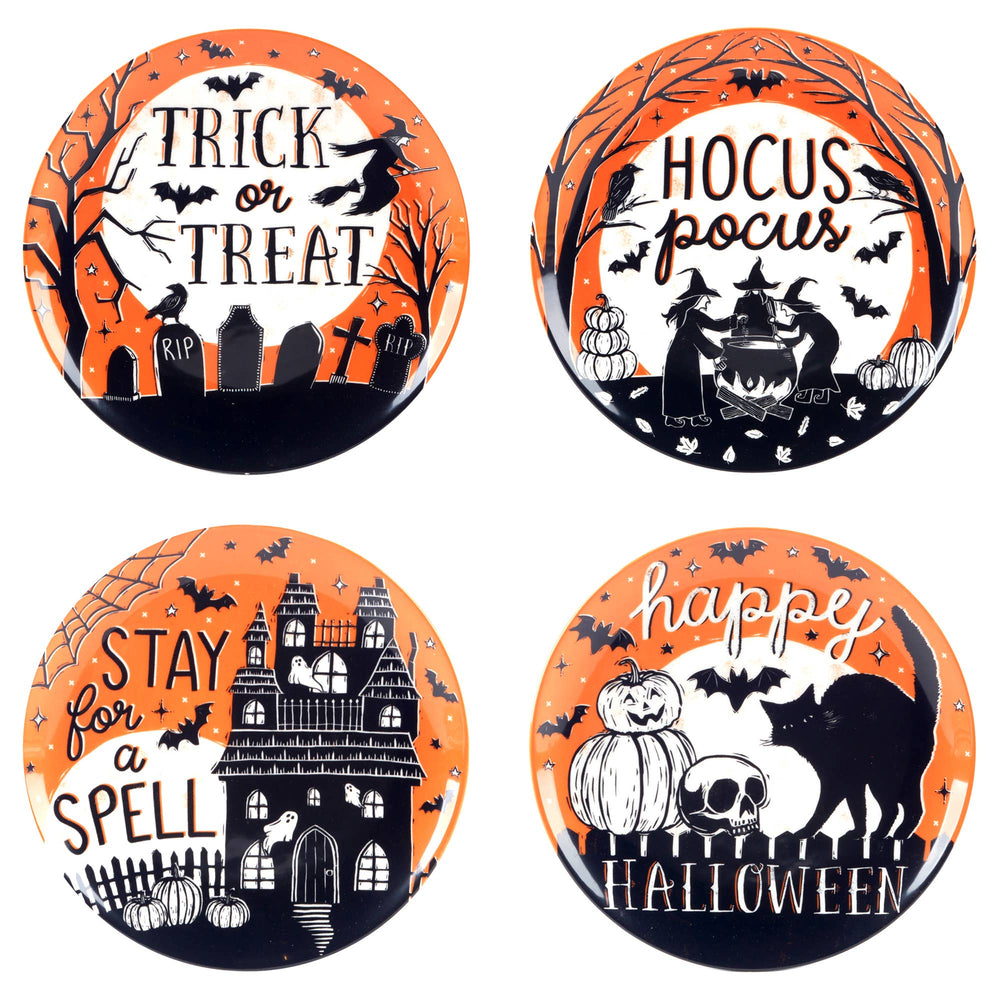 Halloween Hocus Pocus Ceramic Salad Plate 9in - 4 asst.