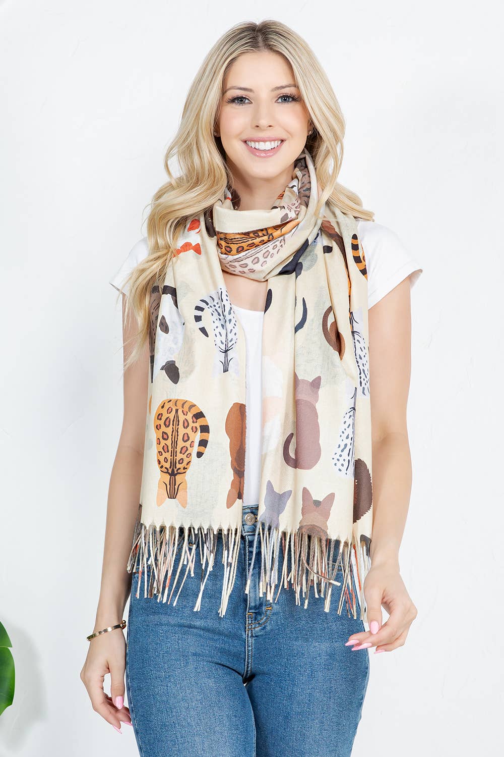 Variety Of Cat Scarf - Beige