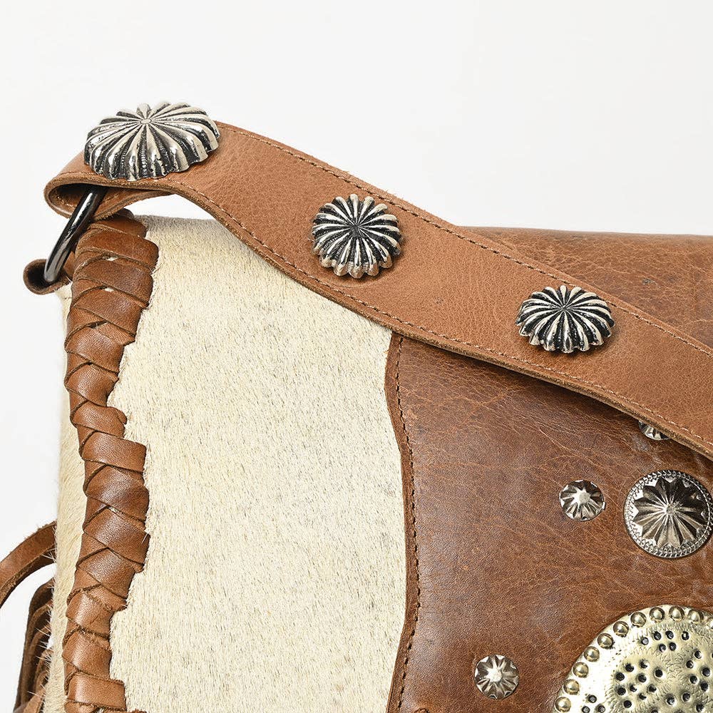 American Darling Cowhide Concho Fringe Crossbody Bag