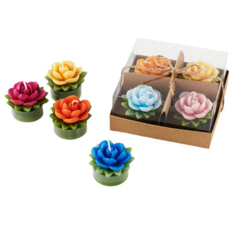 Sculpted Flower Tea Light - Box Of 4
