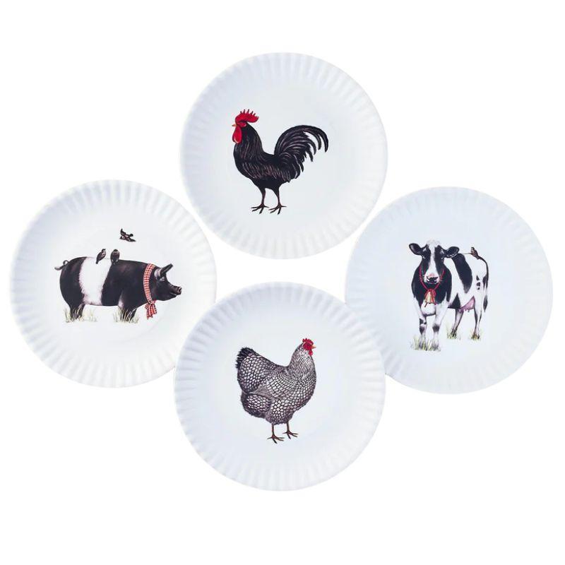 Farm Animal Melamine Plate/Set Of 4 ME0252