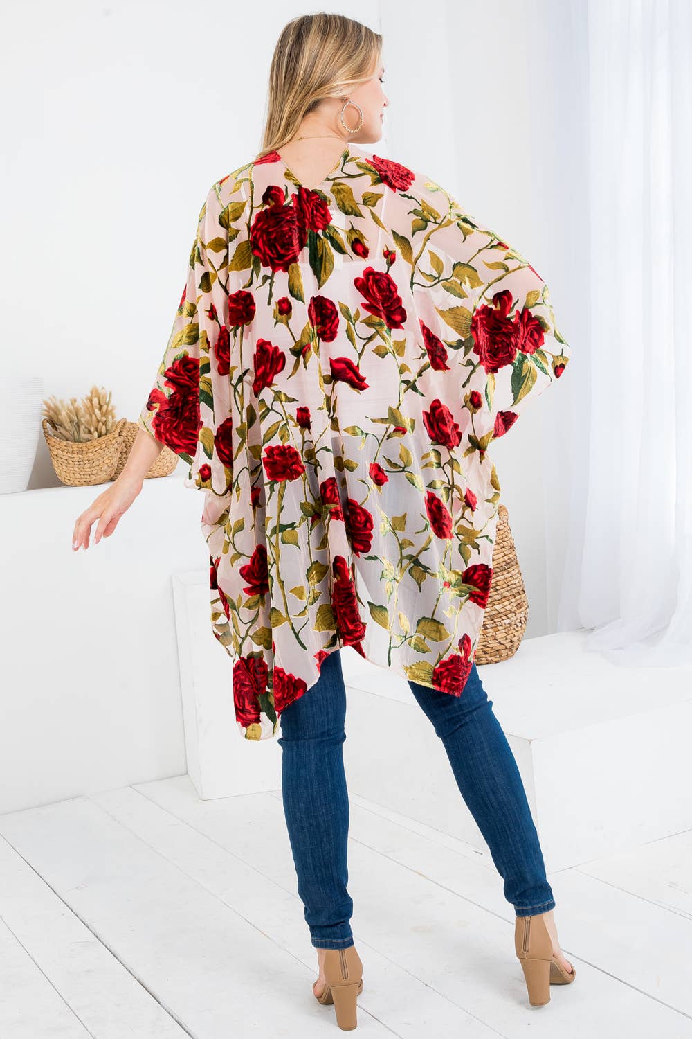 Vintage Floral Velvet Kimono
