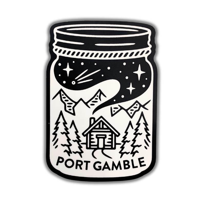 0674N - Port Gamble Cabin Mason Jar Vinyl Sticker