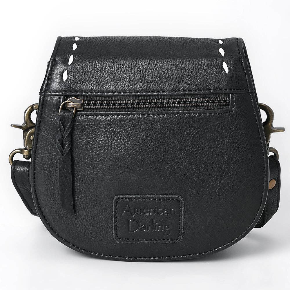 Black Crossbody Hand Tooled Genuine Western Leather Bag