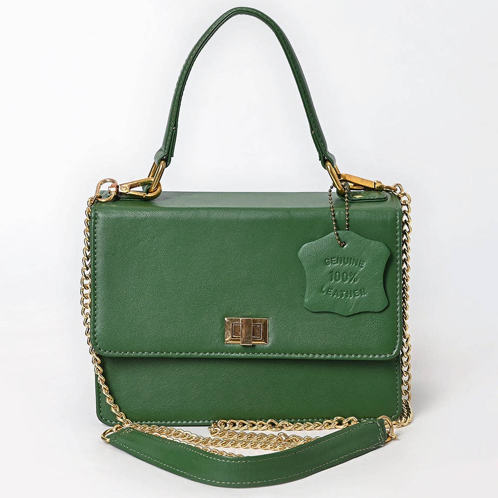 Never Mind Forest Green Leather Chain Crossbody Bag
