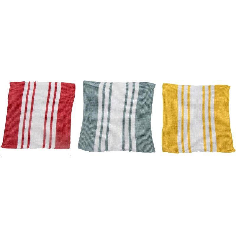 DF5085 - Cotton Dish Cloths Set of 3 - DF5085 Yel/Blu/Rd