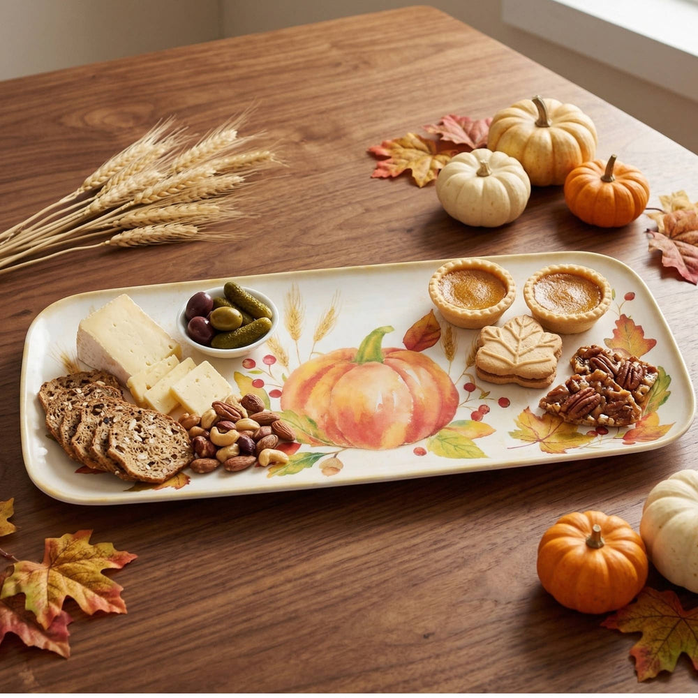 Harvest Pumpkin 15" Melamine Rectangle Tray