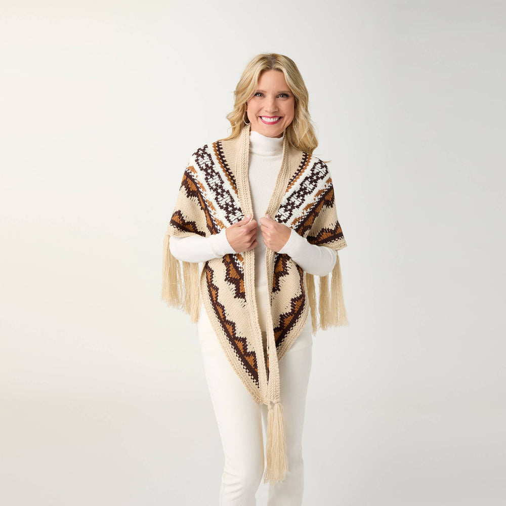 Austen Wrap with Fringe-Fall: Brown Mix