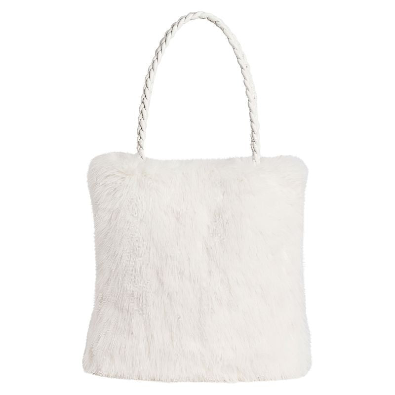 Veda Faux Fur Tote-Christmas: White