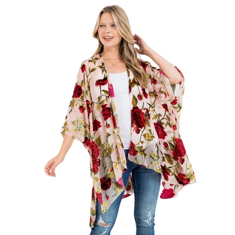 Vintage Floral Velvet Kimono