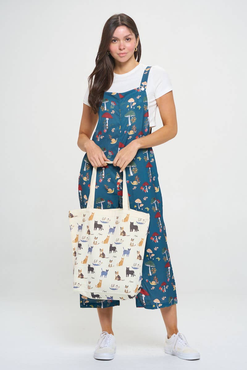 MEOW CAT  PRINT TOTE BAG
