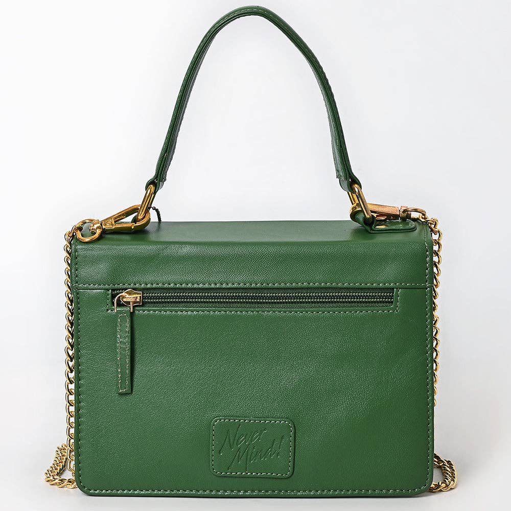 Never Mind Forest Green Leather Chain Crossbody Bag