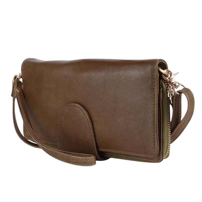Genuine Leather Wristlet Wallet | Saddle Brown