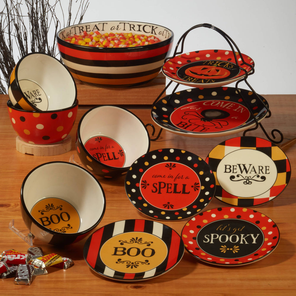 Spooky Halloween Canape Plate 6in 4 asst