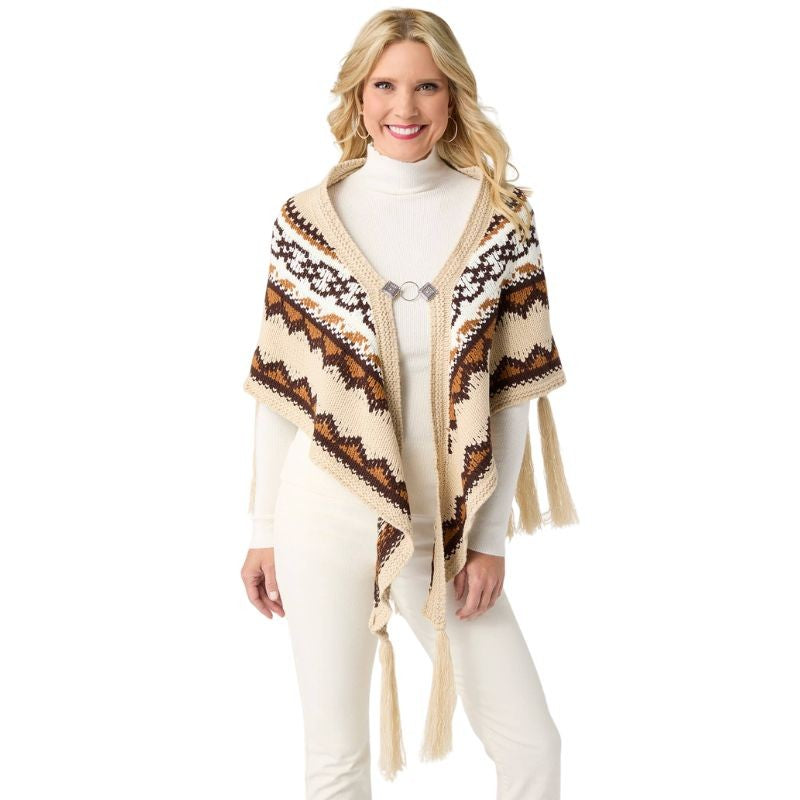 Austen Wrap with Fringe-Fall: Brown Mix